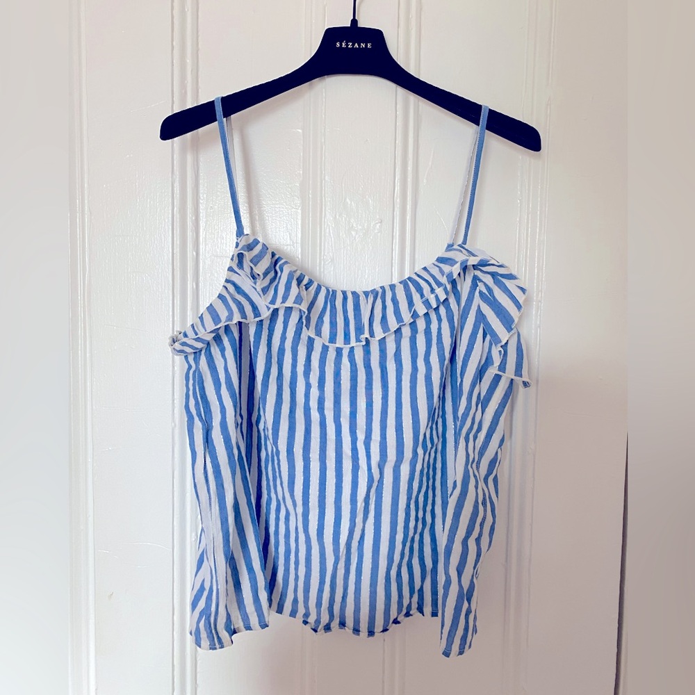 Sezane medium (size 40) blue and white stripe tank top